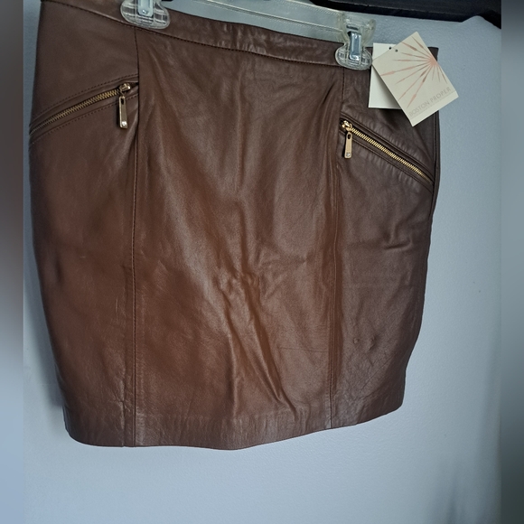 Boston Proper Brown Leather Skirt NWT Size 10 MSRP$169